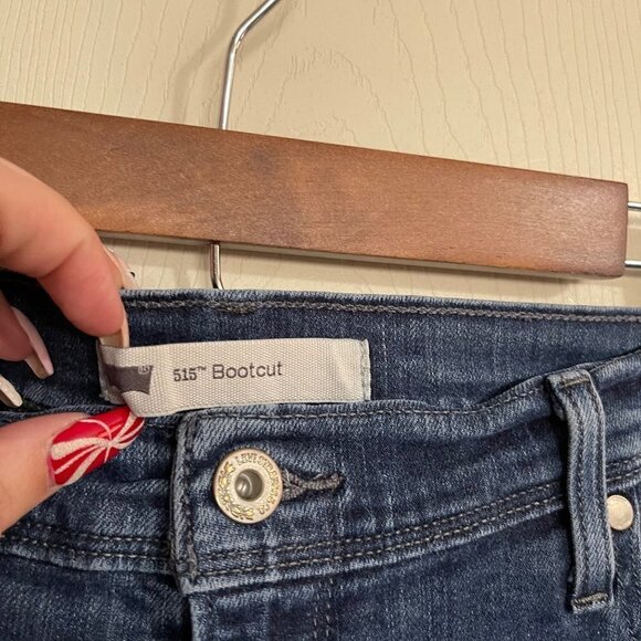 Levi's Womens Dark Wash 515 Bootcut Flap Button Pocket Mid Rise Jeans Size 16 - Picture 2 of 10